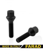 Болт колесный М12x1.25x40мм Конус Черный цинк Ключ 17  Farad (Италия) Удлиненный