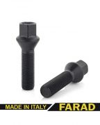 Болт колесный М14x1.25x50мм Конус Черный цинк Ключ 17  Farad (Италия) Удлиненный