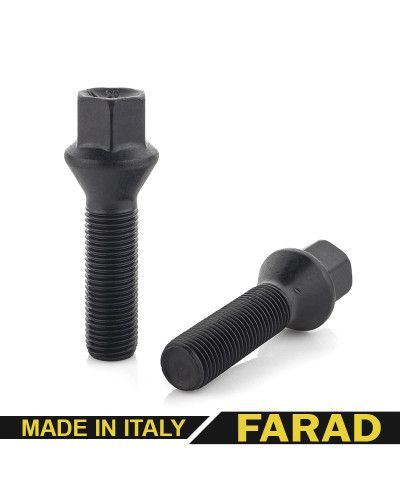 Болт колесный М14x1.25x50мм Конус Черный цинк Ключ 17  Farad (Италия) Удлиненный