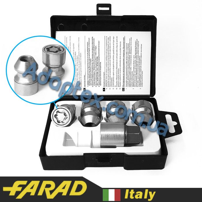 FARAD STARLOCK | Гайки секретки М1/2-20x34мм Конус Вращающееся кольцо Ключ 19 (Ford, Jeep, Jaguar, Chevrolet, Dodge, Volvo)