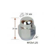 Гайка колісна M12x1.25x26мм Конус Ключ 21 (під оригінальні литі диски) Гайка колісна M12x1.25x26мм Конус Ключ 21 (під оригінальні литі диски)