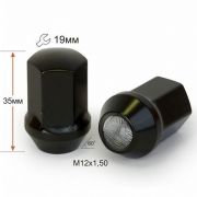 Гайка колісна М12x1.5x35мм Конус Ключ 19 Гайка колісна М12x1.5x35мм Конус Ключ 19