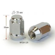 Гайка колісна M12x1, 25x35мм Конус Хром Ключ 21 Гайка колісна M12x1, 25x35мм Конус Хром Ключ 21